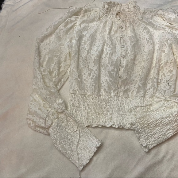 New! For Love And Lemons Violetta Ivory Lace Top Large 1245 - Picture 3 of 7